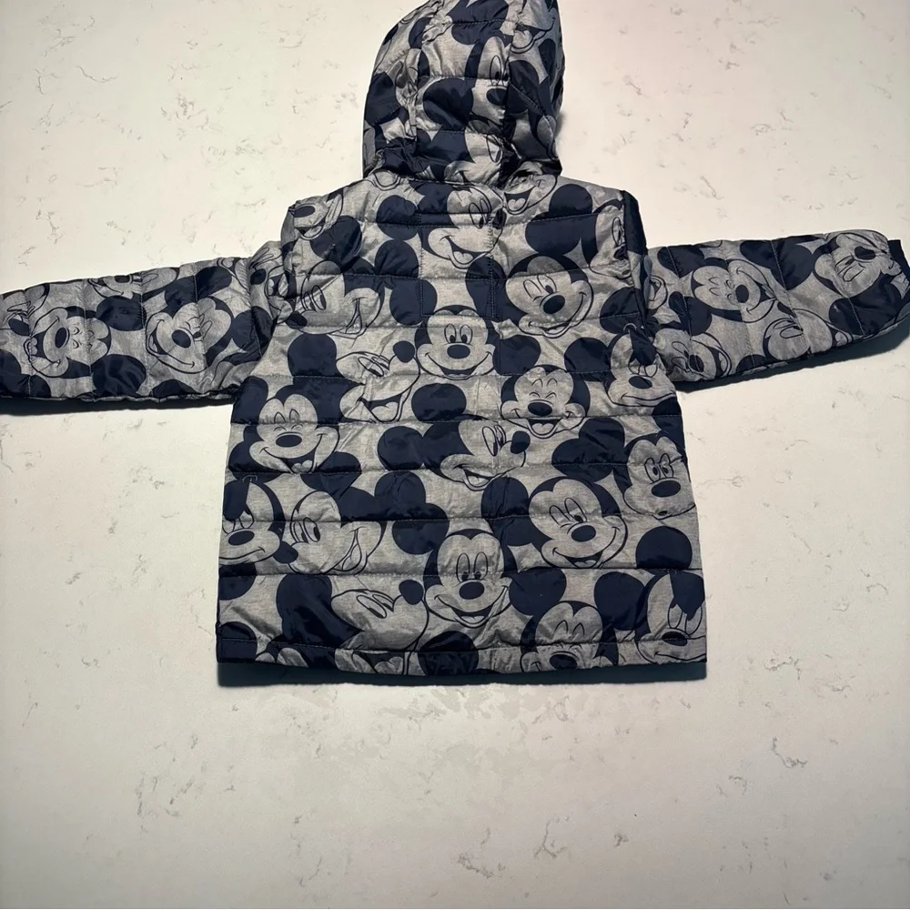 GAP Disney Mickey Mouse Hooded Puffer Jacket Navy Toddler Boys 2T